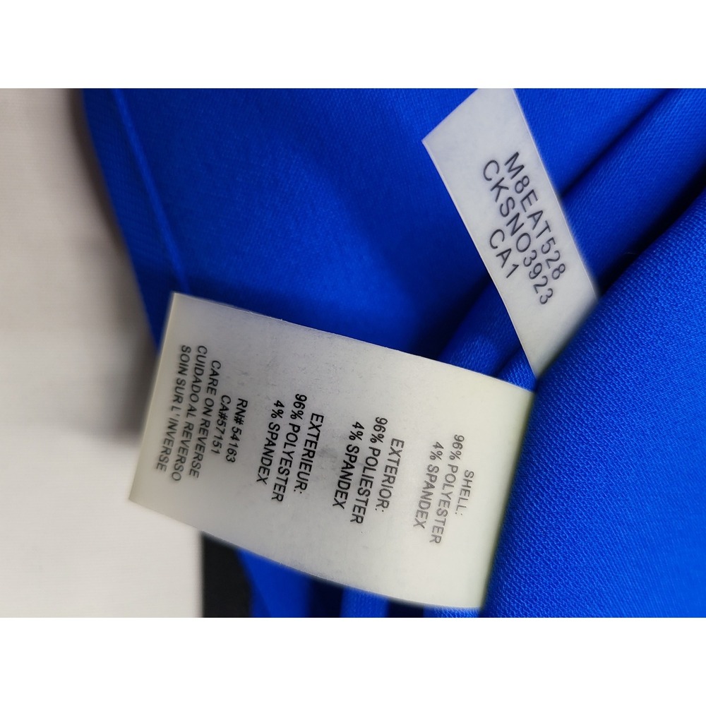 Calvin Klein Royal Blue Contrast Trim Ruffle Sleeve Blouse Size Medium - Picture 4 of 6